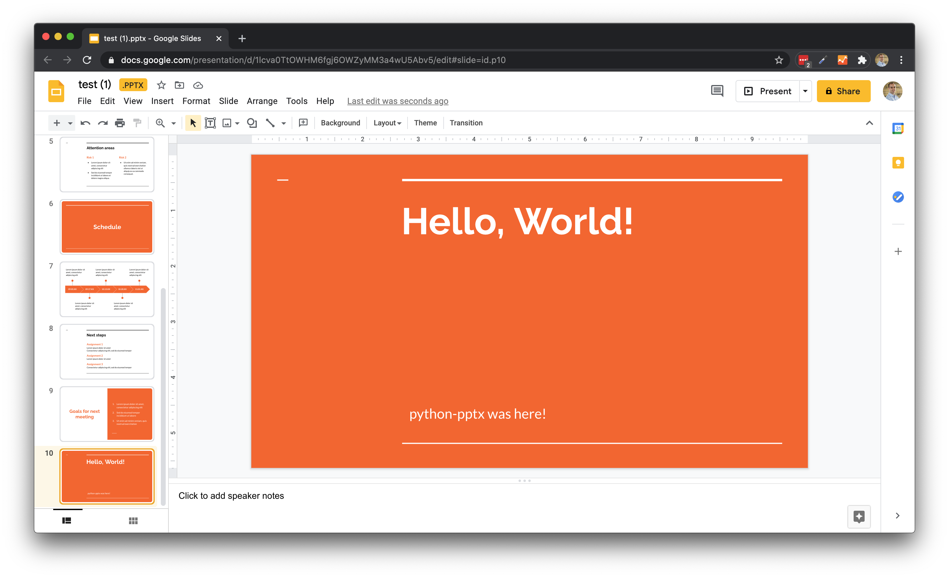 Slides from template